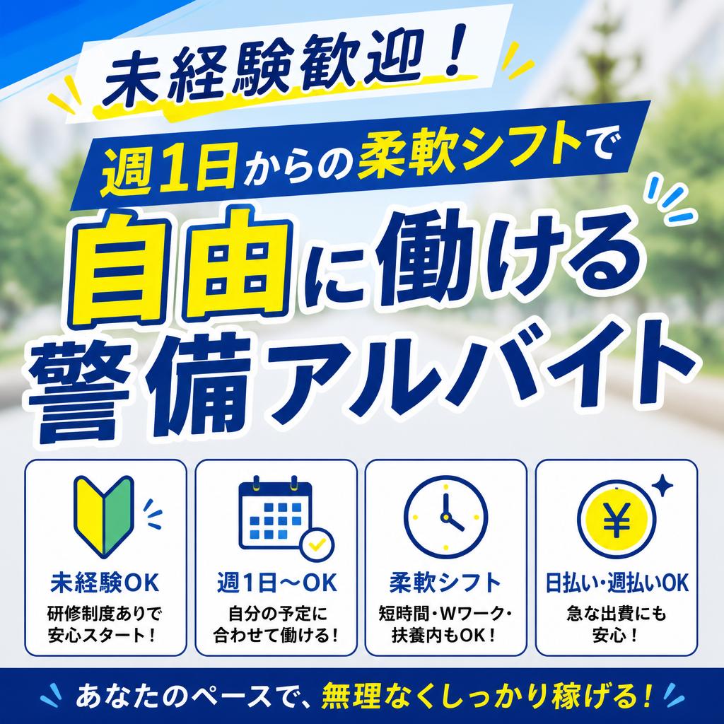 未経験歓迎！週1日からの柔軟シフトで自由に働ける警備アルバイト