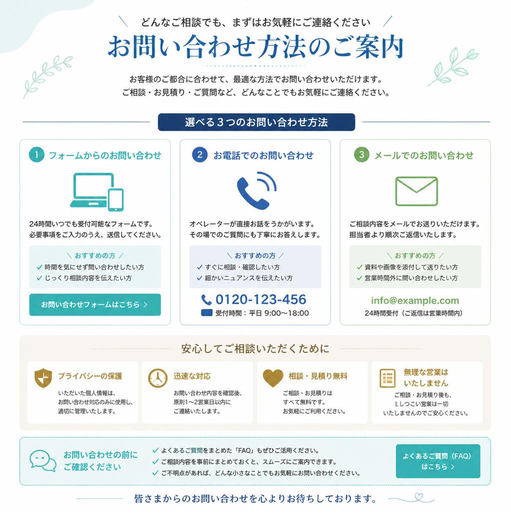 お気軽にお問い合わせを！