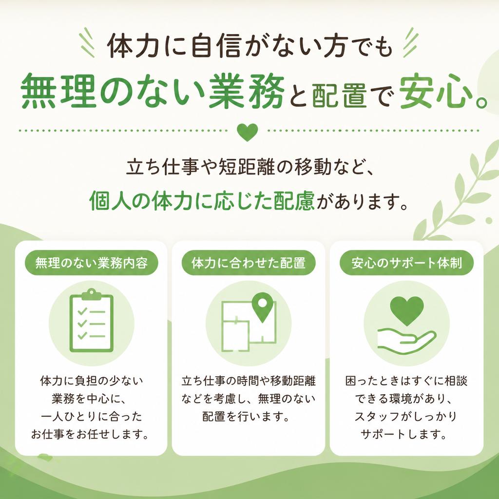 体力に合わせた働き方の配慮