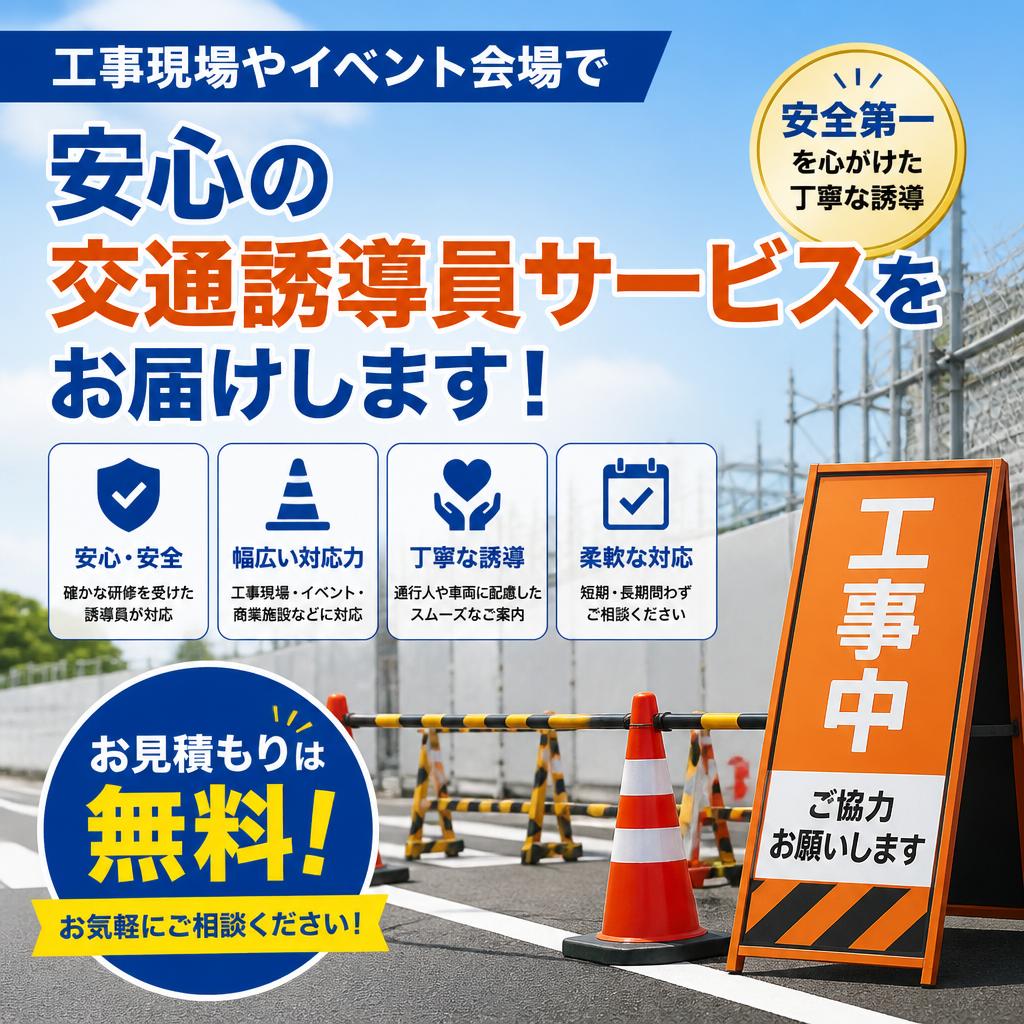 工事現場やイベント会場で安心の交通誘導員サービスをお届けします！お見積もりは無料！