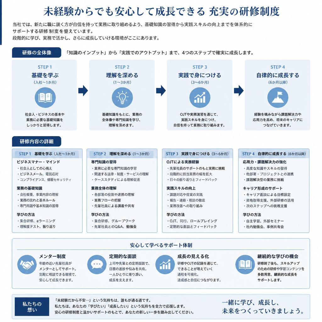 未経験大歓迎！安心の研修制度